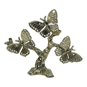 Vintage Metal Gold Butterfly Earring Tree Jewelry Holder Display Stand